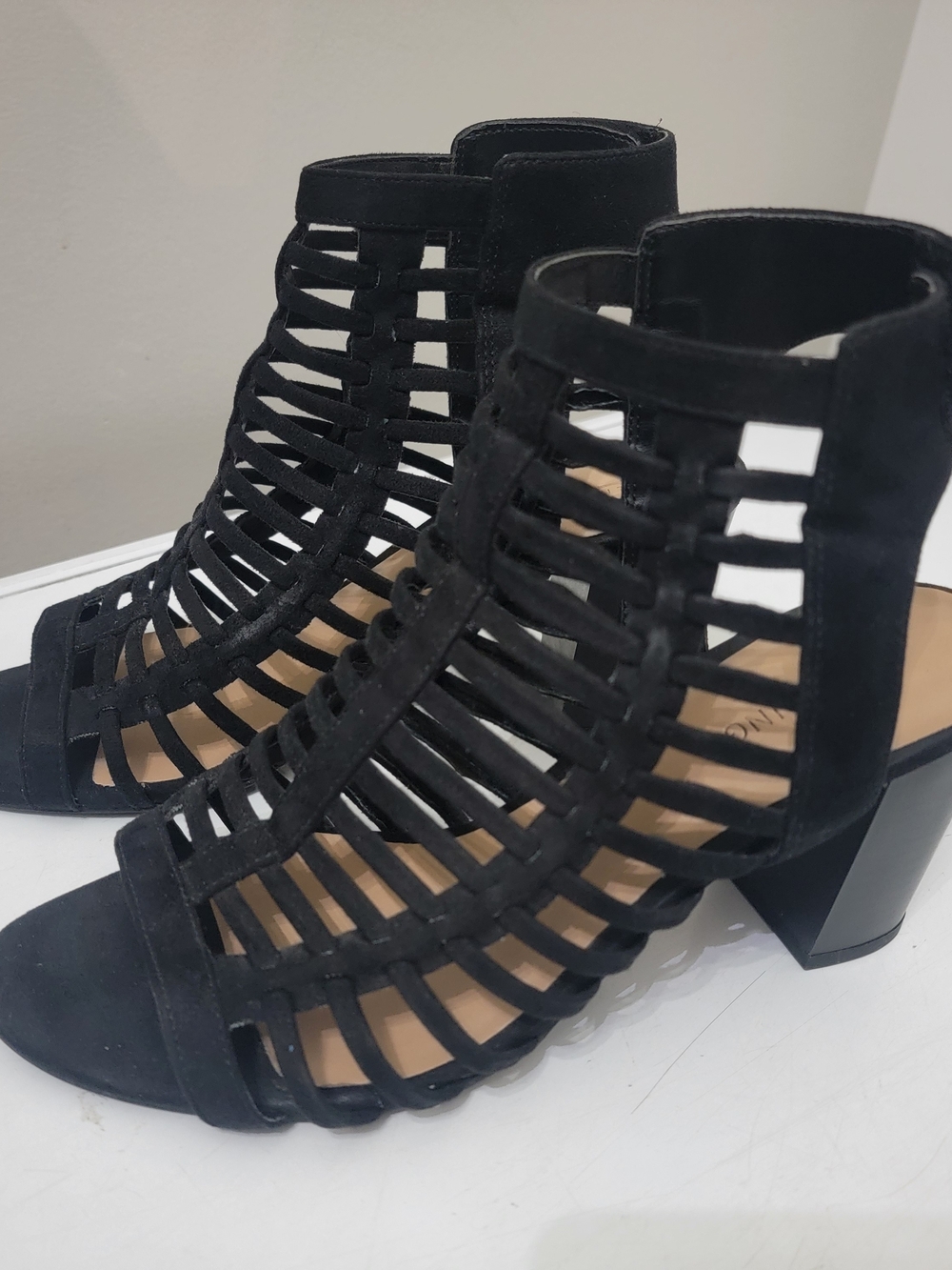 Call It Spring Black Caged Block Heel Boots